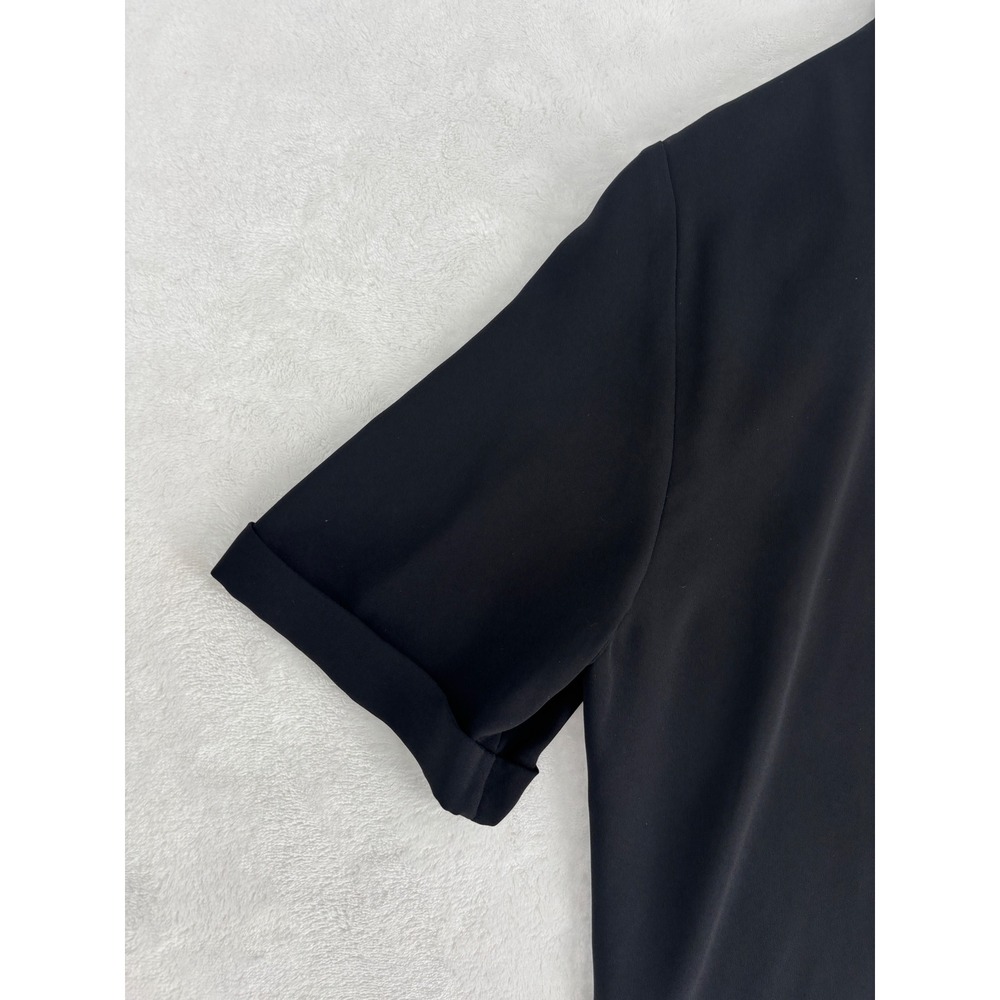 Babaton Short Sleeve Blouse Womens Size S Black Polo Collar V-Neck Career Top‎ - Picture 4 of 8